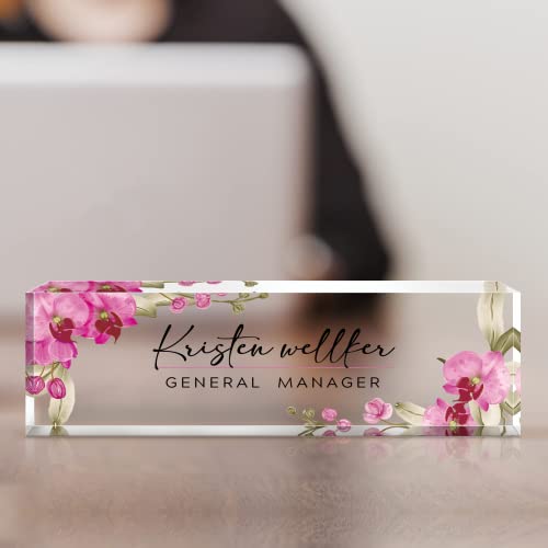 Butterfly Orchid Style Acrylic Desk Name Plate Decorations Gift