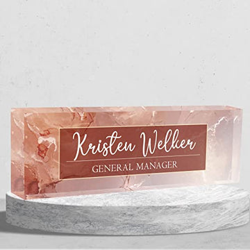 Personalized Name Plates for Desk Pink Marble