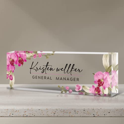 Butterfly Orchid Style Acrylic Desk Name Plate Decorations Gift