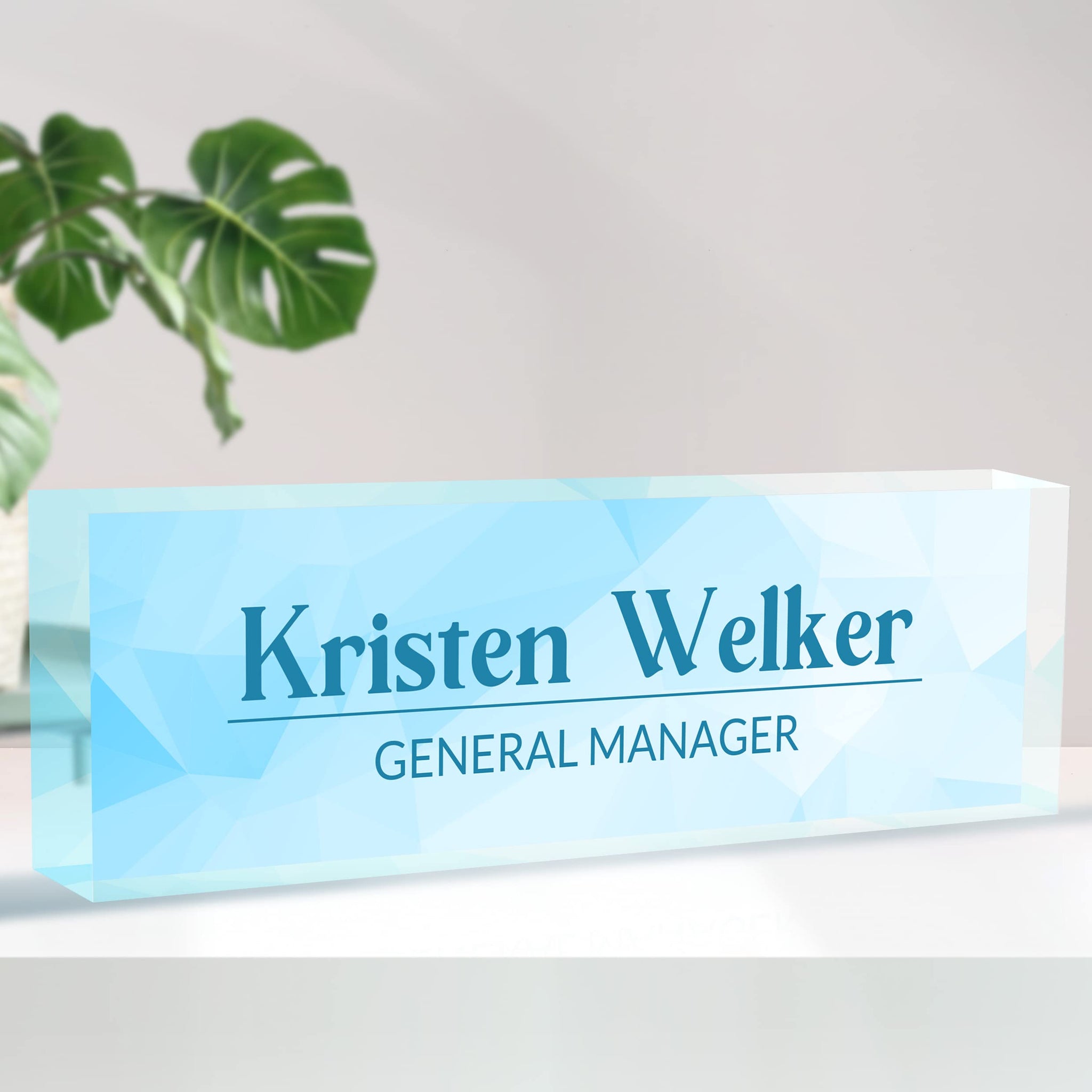 Personalized Name Plate for Desk Modern Blue