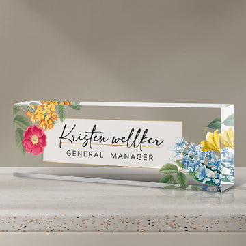 Farmgirl Flowers Personalized Name Plate for Desk