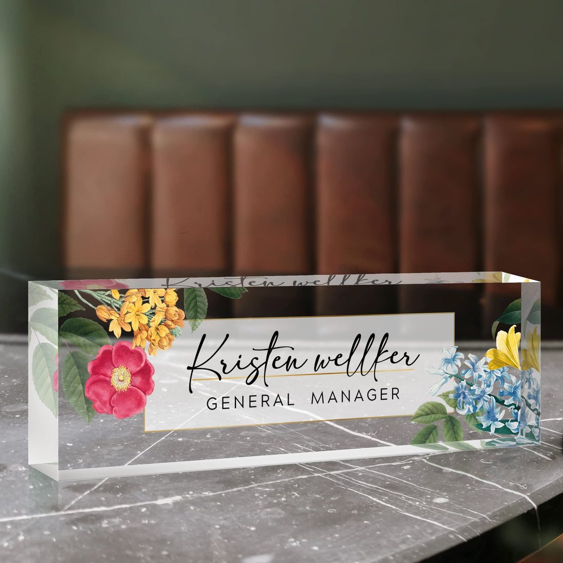 Farmgirl Flowers Personalized Name Plate for Desk