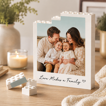 Personalized Brick-Style Photo Building Block Plaque for Dad & Grandpa