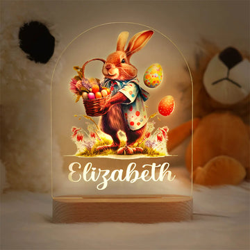 Personalized Easter Bunny Night Light, Custom Name Night Light for Kids, Easter Gifts