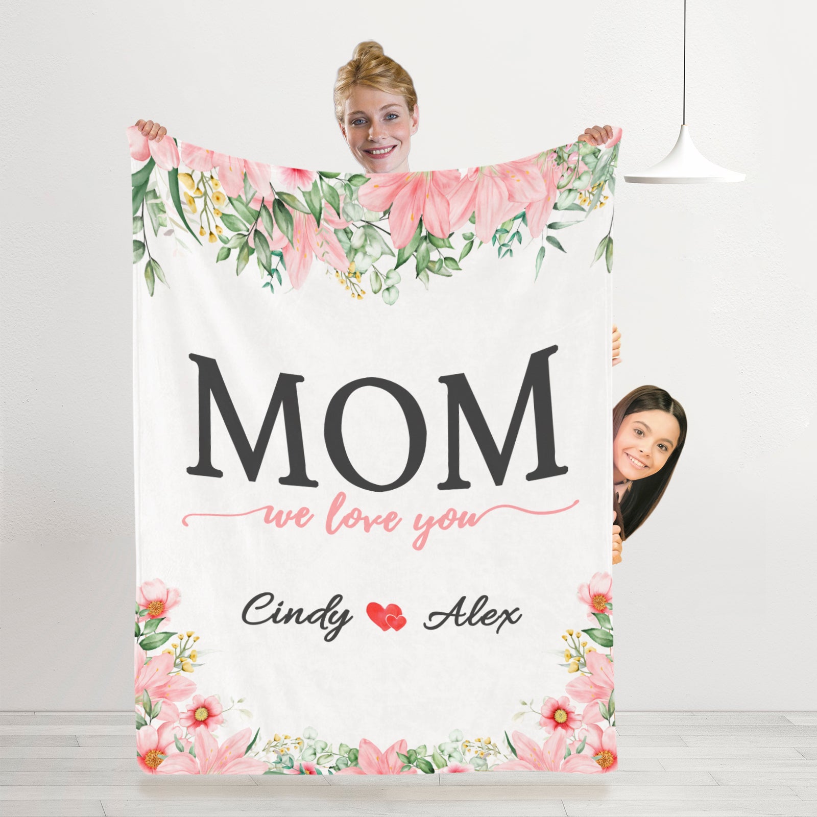 Grandma and Mom Present, We Love You Mom Blanket, Mother Day Gift From Kids For Wife