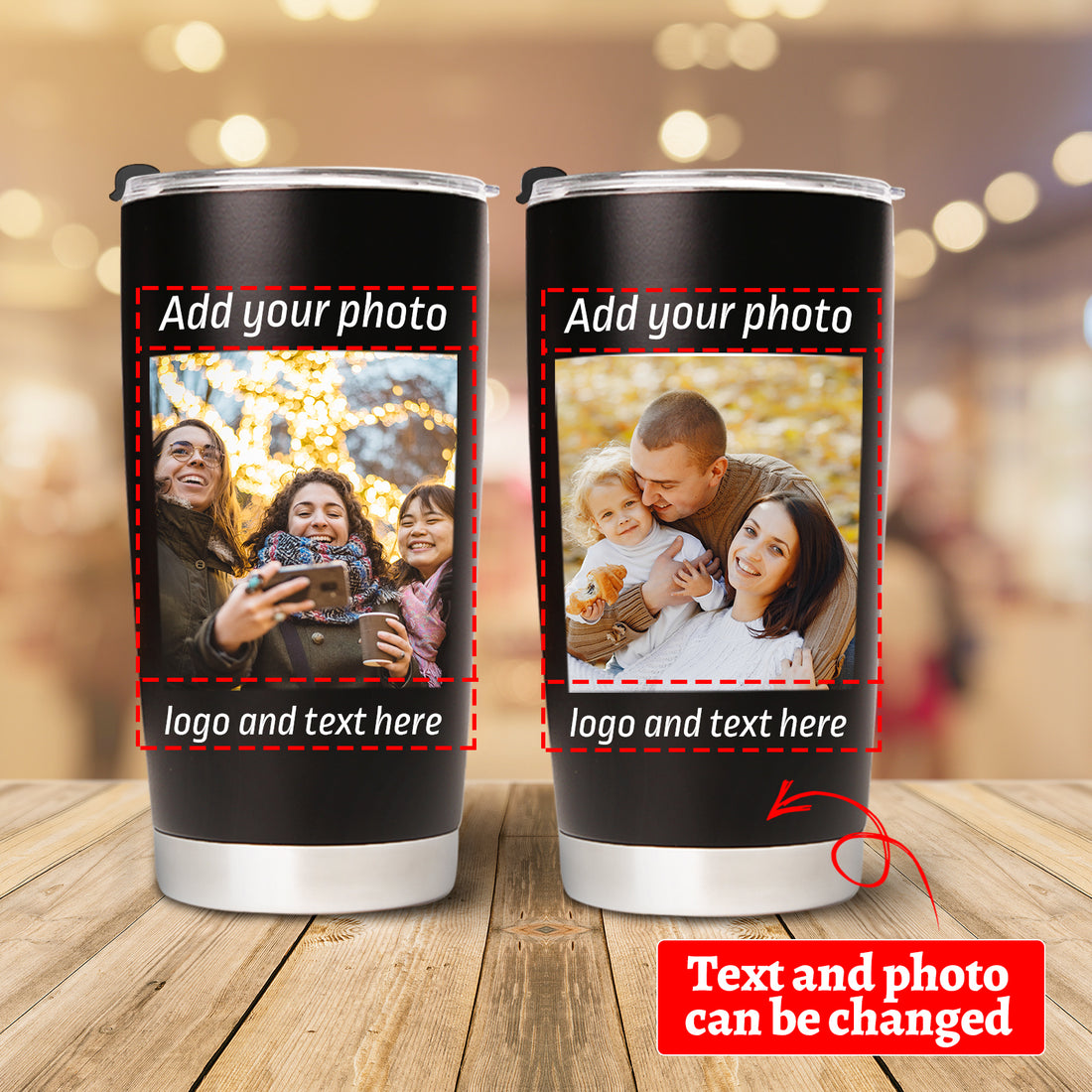 Personalized 20oz Travel Tumbler With Your Own Photo And Text