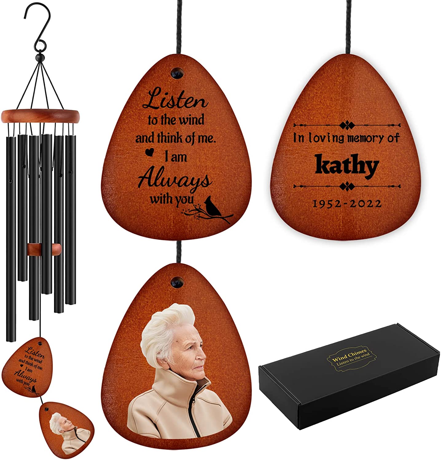 Personalized Memorial Wind Chimes for Loss of Loved One, Personalized Memorial Gifts Listen to the wind and think of me