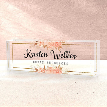 Desk Name Plate Personalized, Custom Name Plate for Desk, Acrylic Desk Accessories
