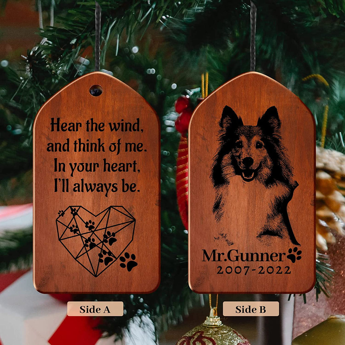 Personalized Wind Chimes Pendant Loss of Dog Sympathy Gift, Customized Pet Memorial Wind Chime