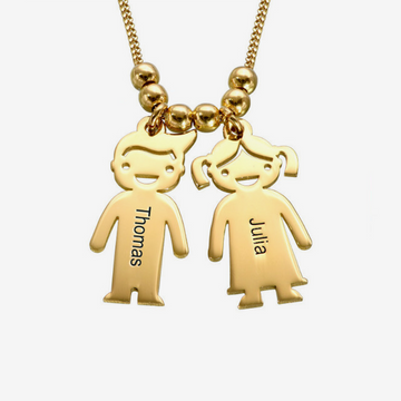 Mother's Necklace With Engraved Children Charms