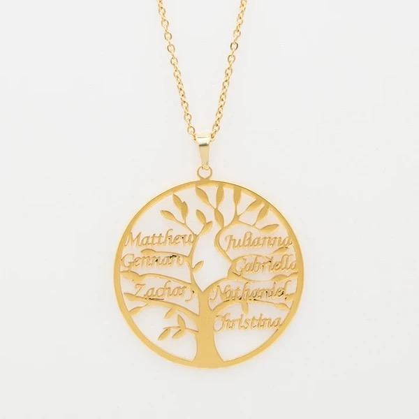 Personalized Family Tree Name Necklace 1-9 Names Engraved Necklace